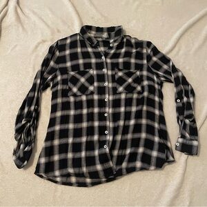 Charlotte Russe Black and White Plaid Button Down Shirt